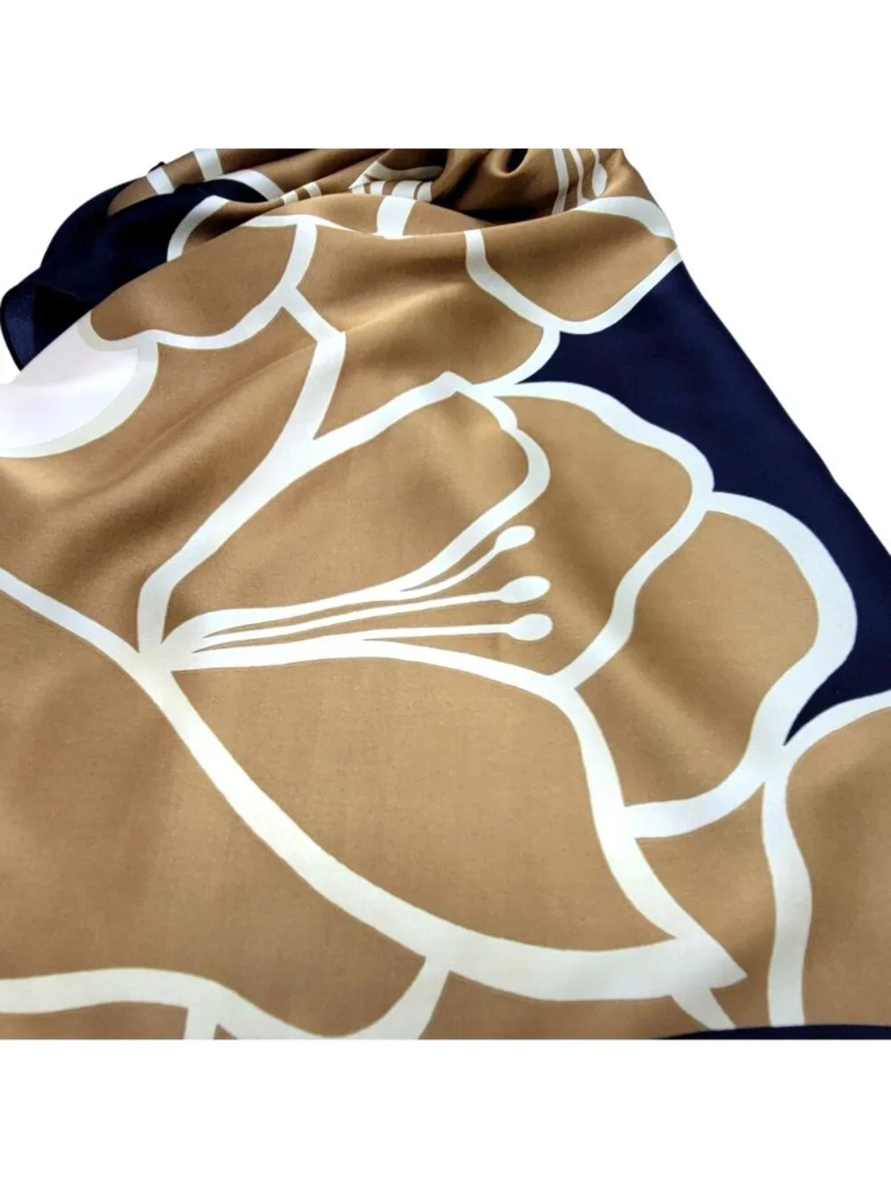 ✨Silky Square Scarf Elegant Bandana FLORAL Brown Luxurious Stylish Accessory New